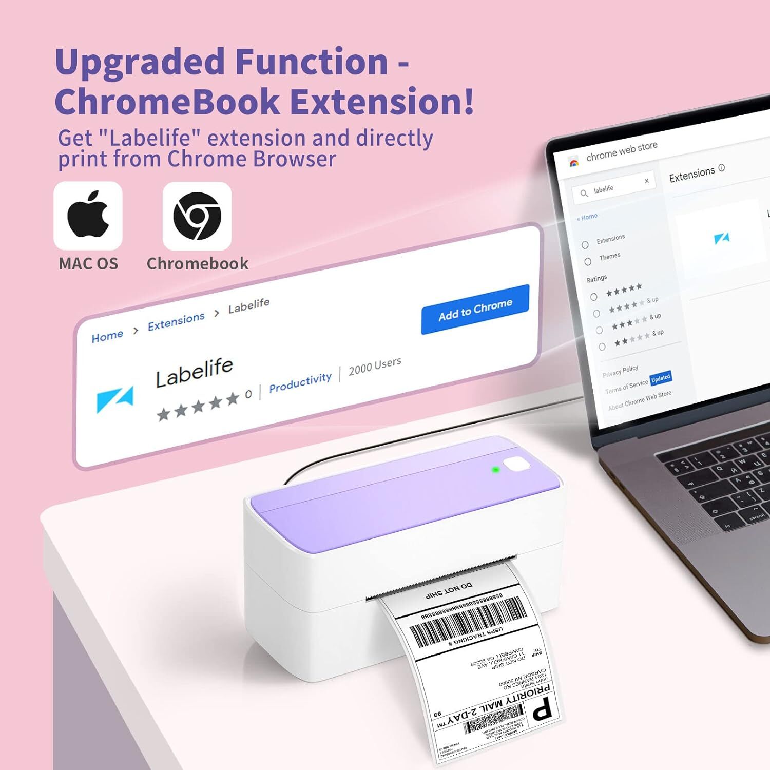 4x6 Bluetooth Thermal Shipping Label Printer for Small Business Package Mail Lot