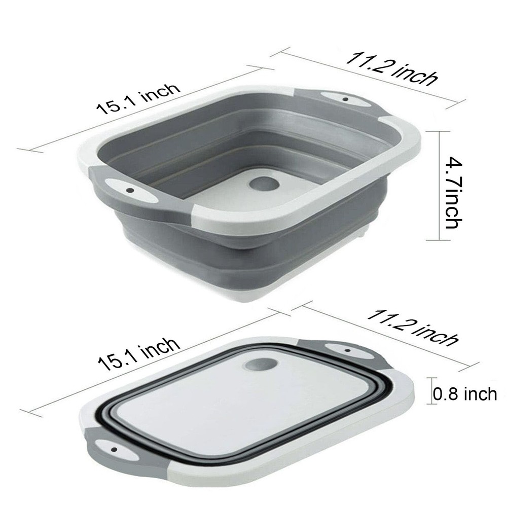 Collapsible Washing Bowl, Multi Function Bowl Drying Rack, Portable Cutting B...