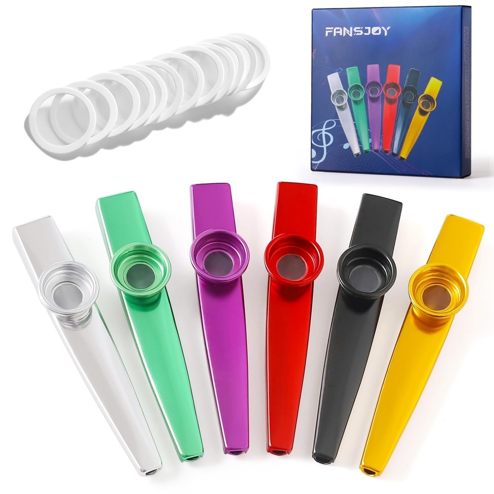 Fansjoy Kazoos 6 Pack, Multipack Metal Musical Instruments with 6 PACK