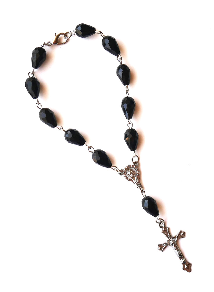 Black Beads Small Rosary / Car Rosary