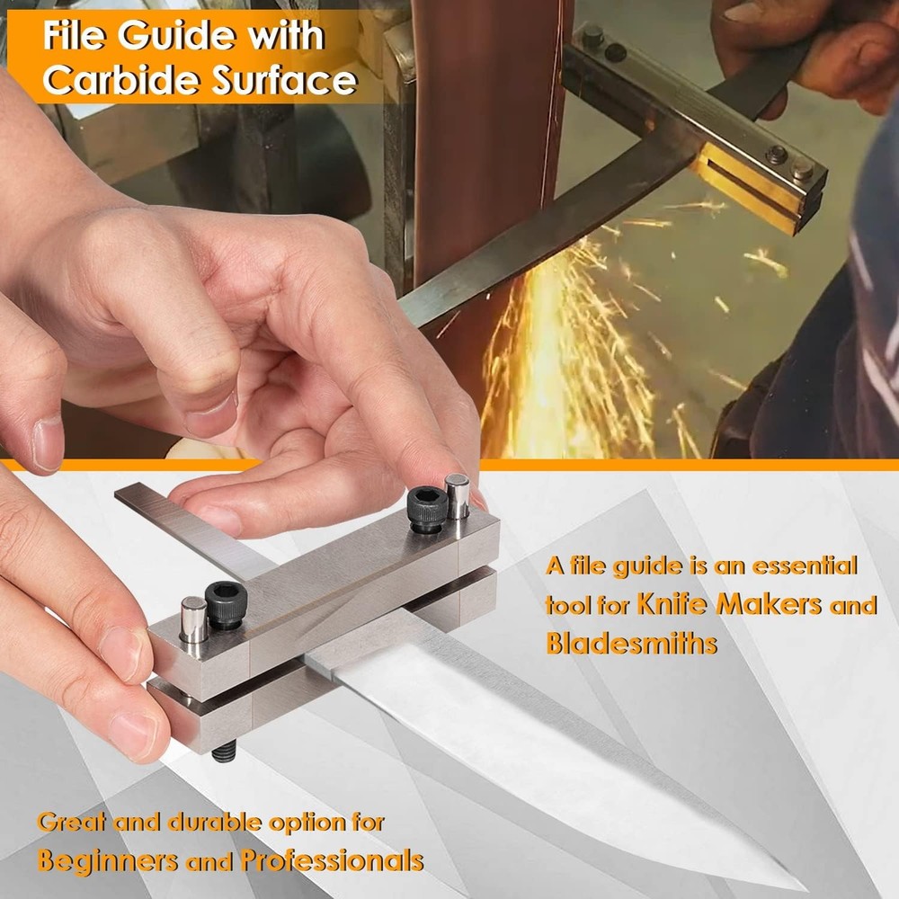 HARDENED FILE GUIDE WITH CARBIDE SURFACE FOR KNIFE MAKING