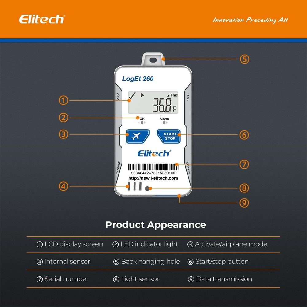 4G Reusable Real-time Temperature Humidity Data Logger Light/Shock/GPS, Built...