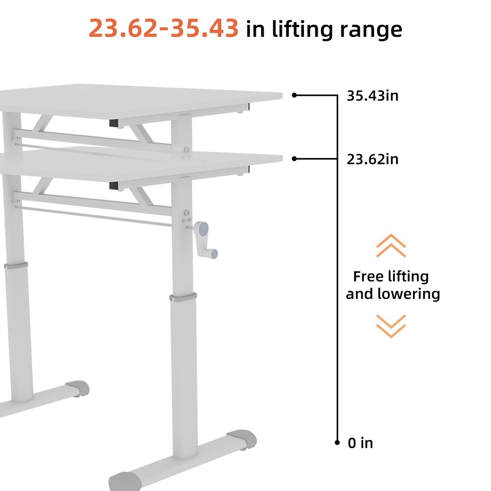 White Adjustable Study Home/Office Desk Height-Adjustable Multi-Purpose for Kid