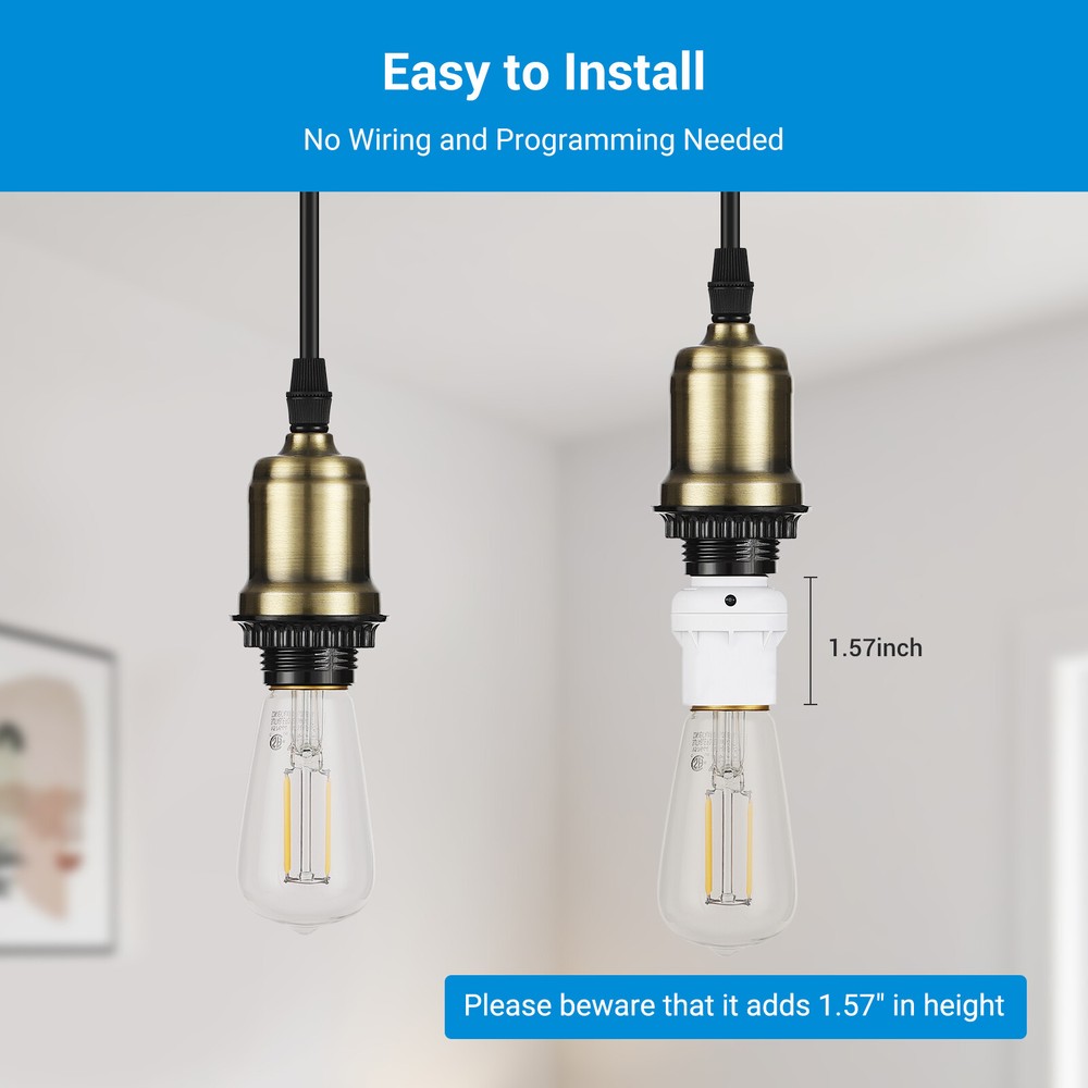 DEWENWILS Light Sensor Socket, Dusk to Dawn Sensor Socket, Light Bulb Socket