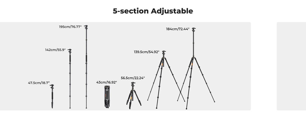 K&F Concept 72'' Camera Tripod Lightweight With Bluetooth Remote Control fr DSLR