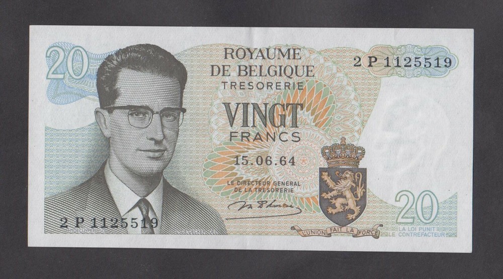 BELGIUM    20 Francs 1964    XF+   P138