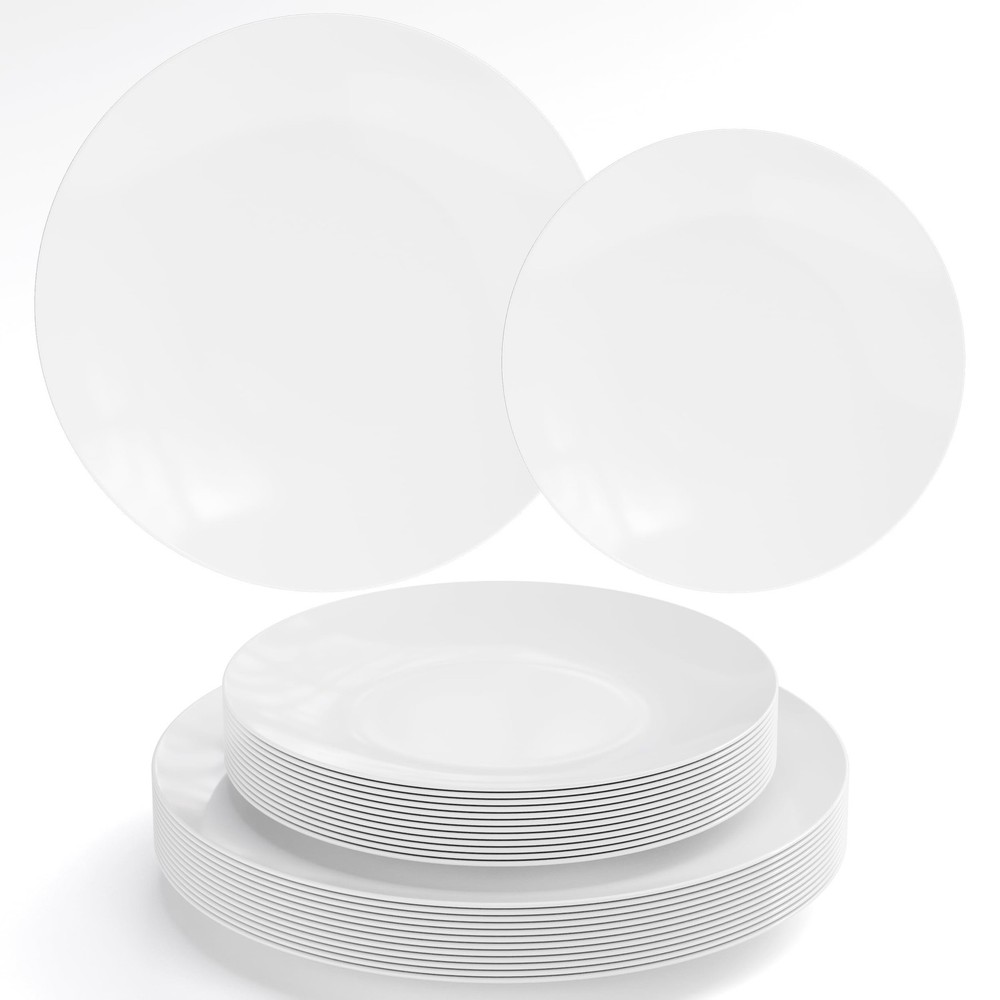Trendables Plastic Dinnerware Set - 80 Piece Disposable Plates for 40 Guests ...