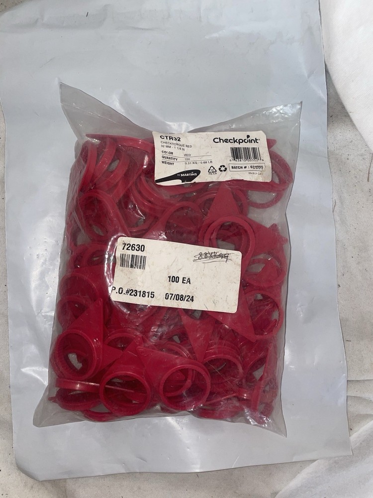 Qty 100 Check Point CTR32 Check Torque Red 32mm -  1-1/4in