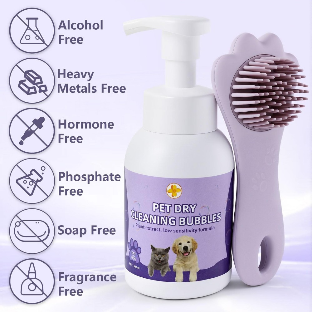 Giaceaw Cat Waterless Shampoo with Brush, for Quick Cleaning Between Baths, N...