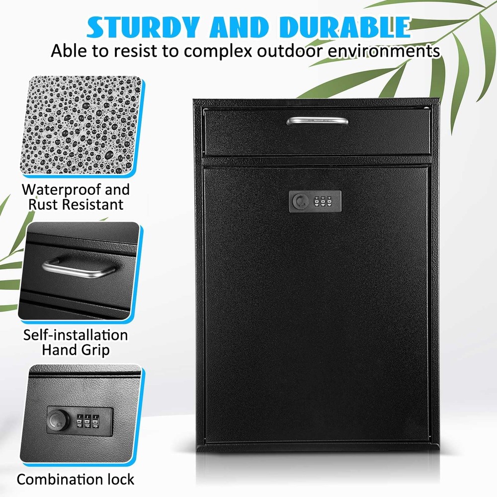 Wall Mount Mailbox with Combination Lock Large Locking Security Mailbox for O...