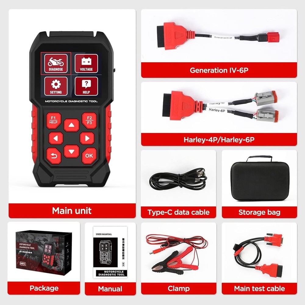 Motorcycle Diagnostic Tool Code Reader Scan Tool Fit For Harley-4P/6P, AFV Reset