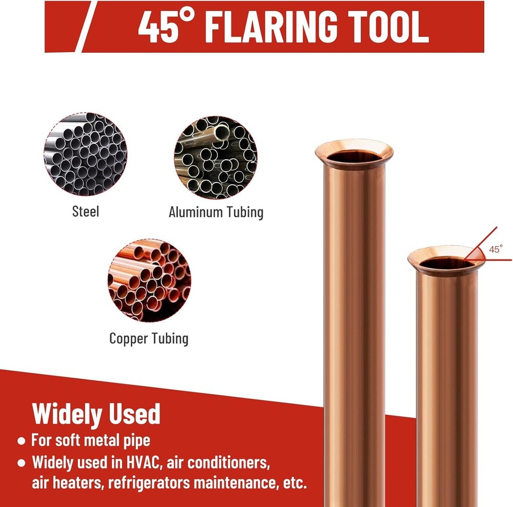 Professional Brake Line Flaring Tool Kit for 45 Degree Single, Double and Bubble