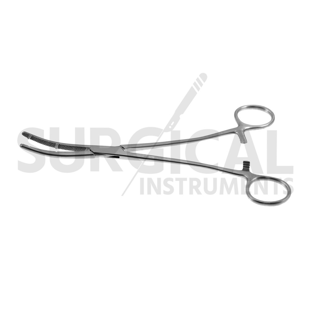 Heaney Forceps 9" Extra Heavy Pattern, Double Tooth, Curved German Grade