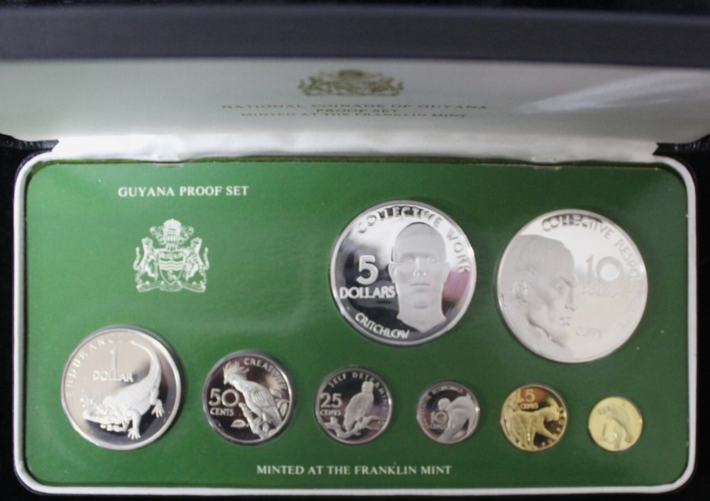 1976 Guyana SILVER Proof Set (8 Coin)