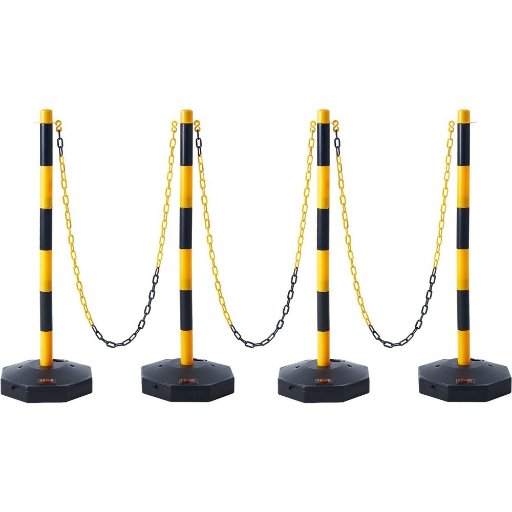 Tough Delineator Post Assembly 4 Pack UV Resistant Fillable Base with Chain