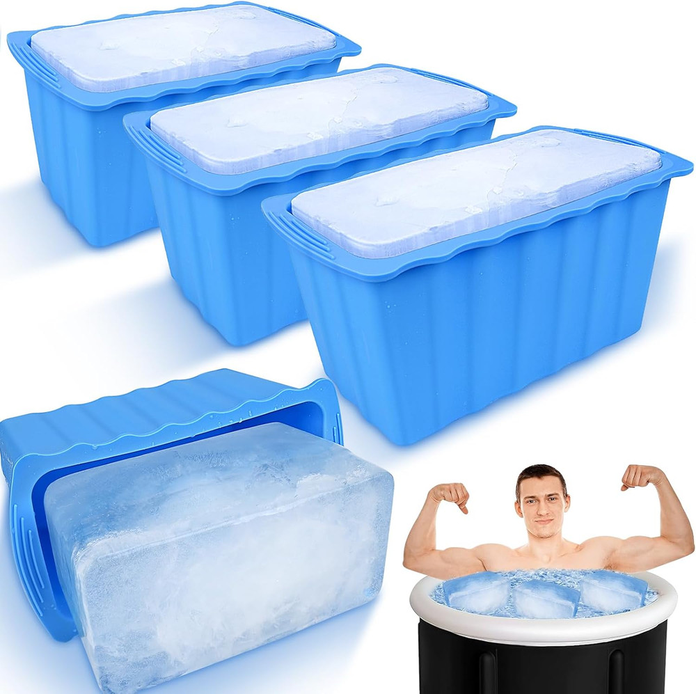 4PC Extra Large Ice Cube Molds Thicker Ice Bath Water Chiller Giant Ice Block Mo