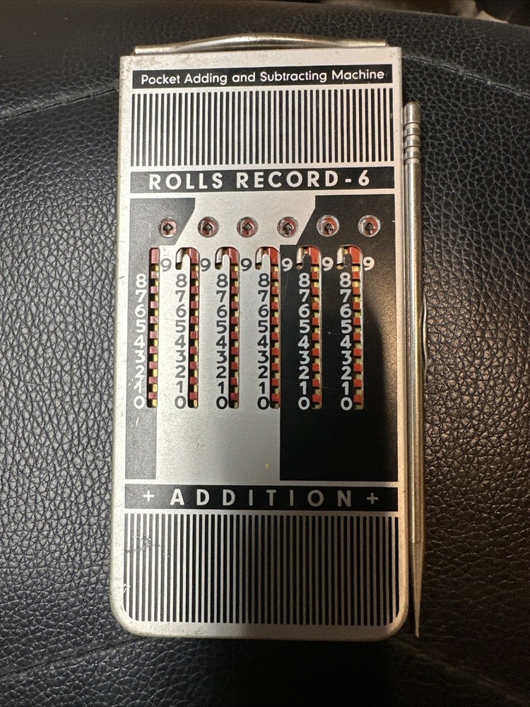 Vintage Rolls Record-6 Pocket Adding & Subtracting Machine – Mechanical Cal