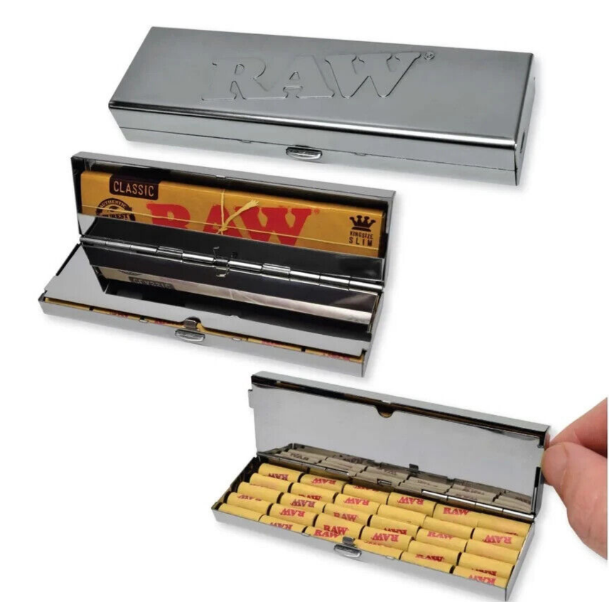 RAW Stainless Steel Mastercase For King Size Papers & Pre-rolled Tips~Empty Case