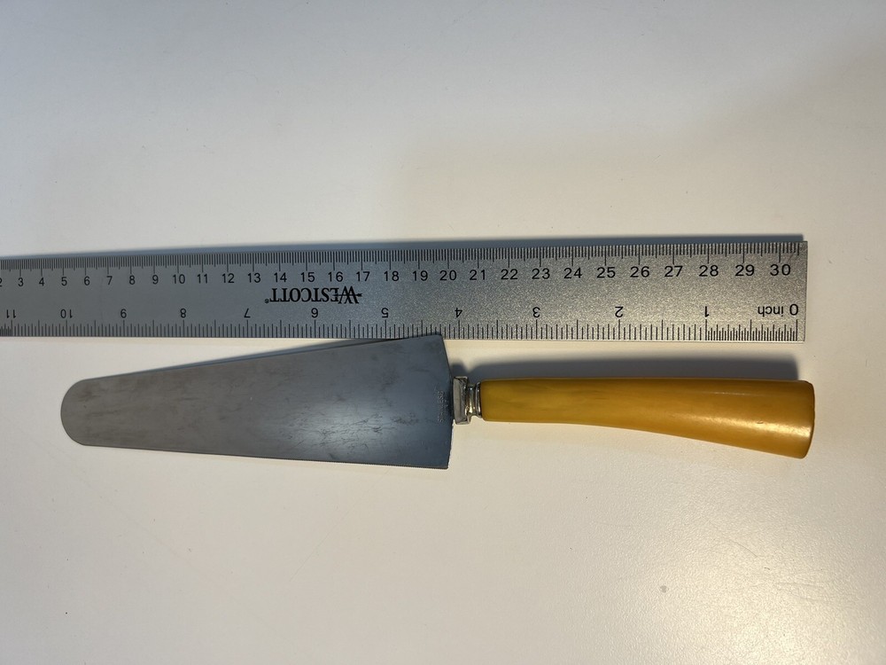 Bakelite Butterscotch Stainless Cake/Pie Knife Server Serrated Edge 10" Kitchen