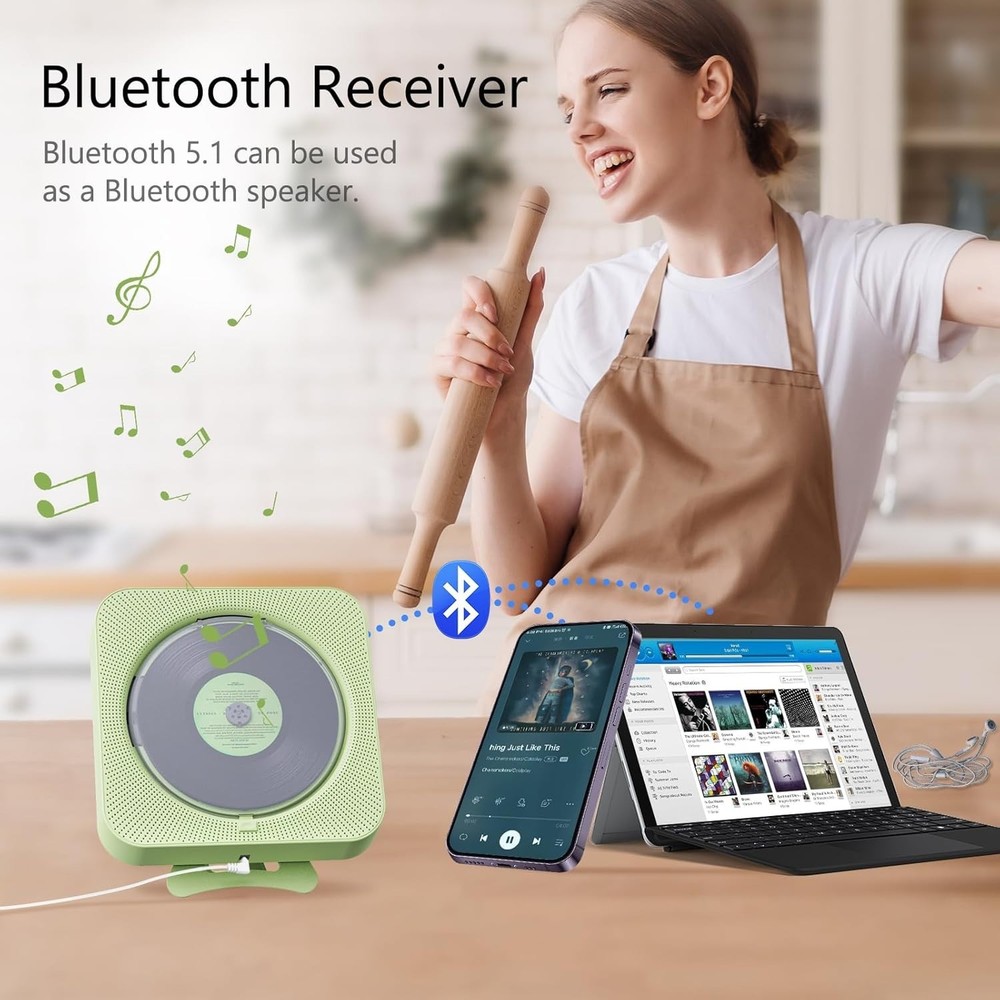 MICOCIOUS Portable CD Player with Bluetooth Desktop CD Player for Home CD Purple