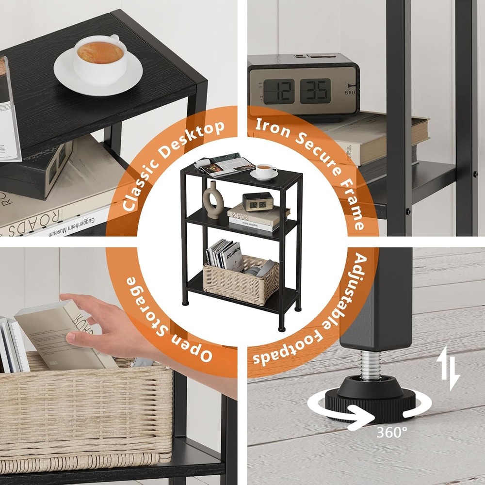 3-Tier Side Table Small EndTable Sofa SideTable Narrow Spaces Slim EndTable New