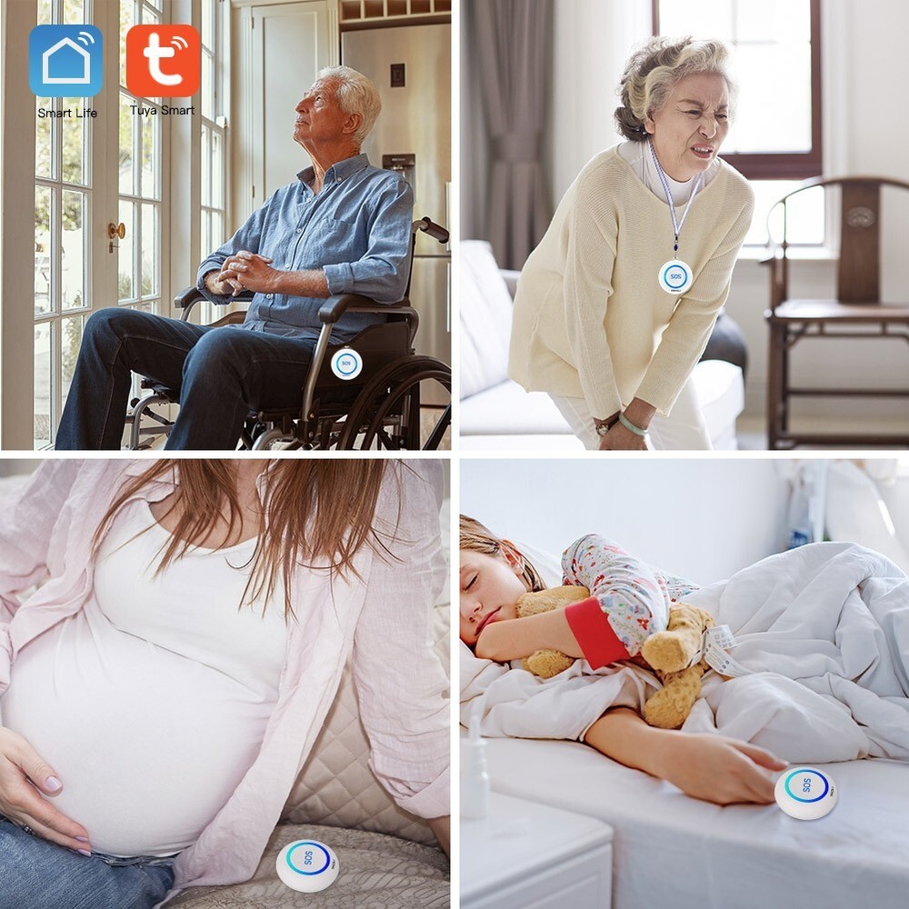 SINGCALL Emergency Caregiver Pager Blue SOS Calling Button Using Tuya WiFi