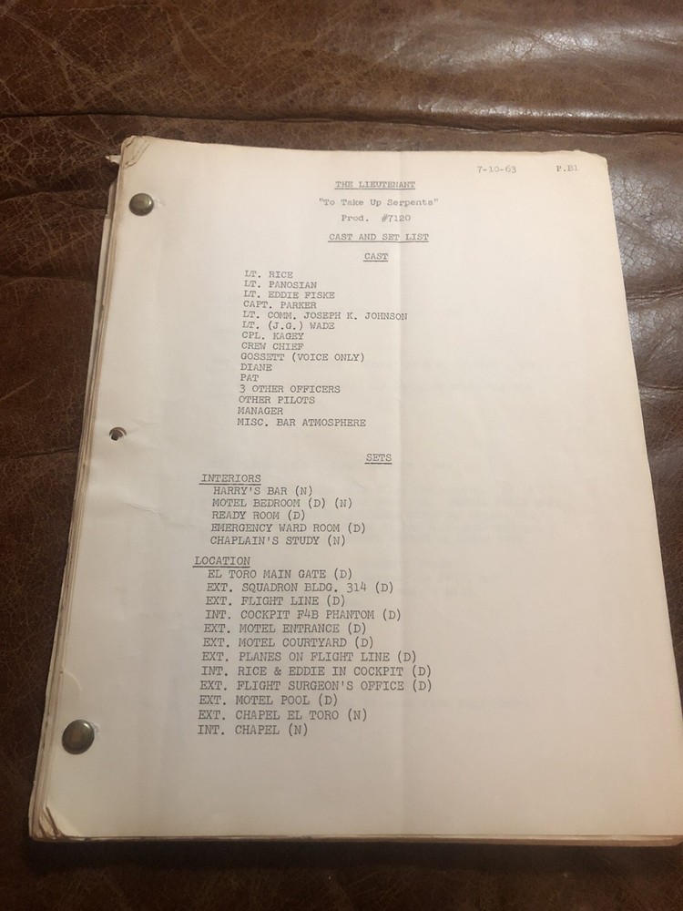 THE LIEUTENANT VIntage TV SCRIPT
