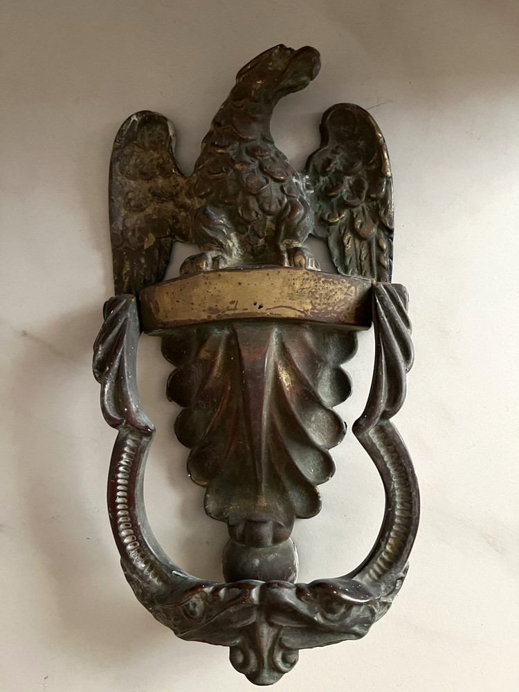 HUGE 10"x5" ANTIQUE c.1881 AMERICAN EAGLE ARCHITECTURAL SALVAGE DOORKNOCKER