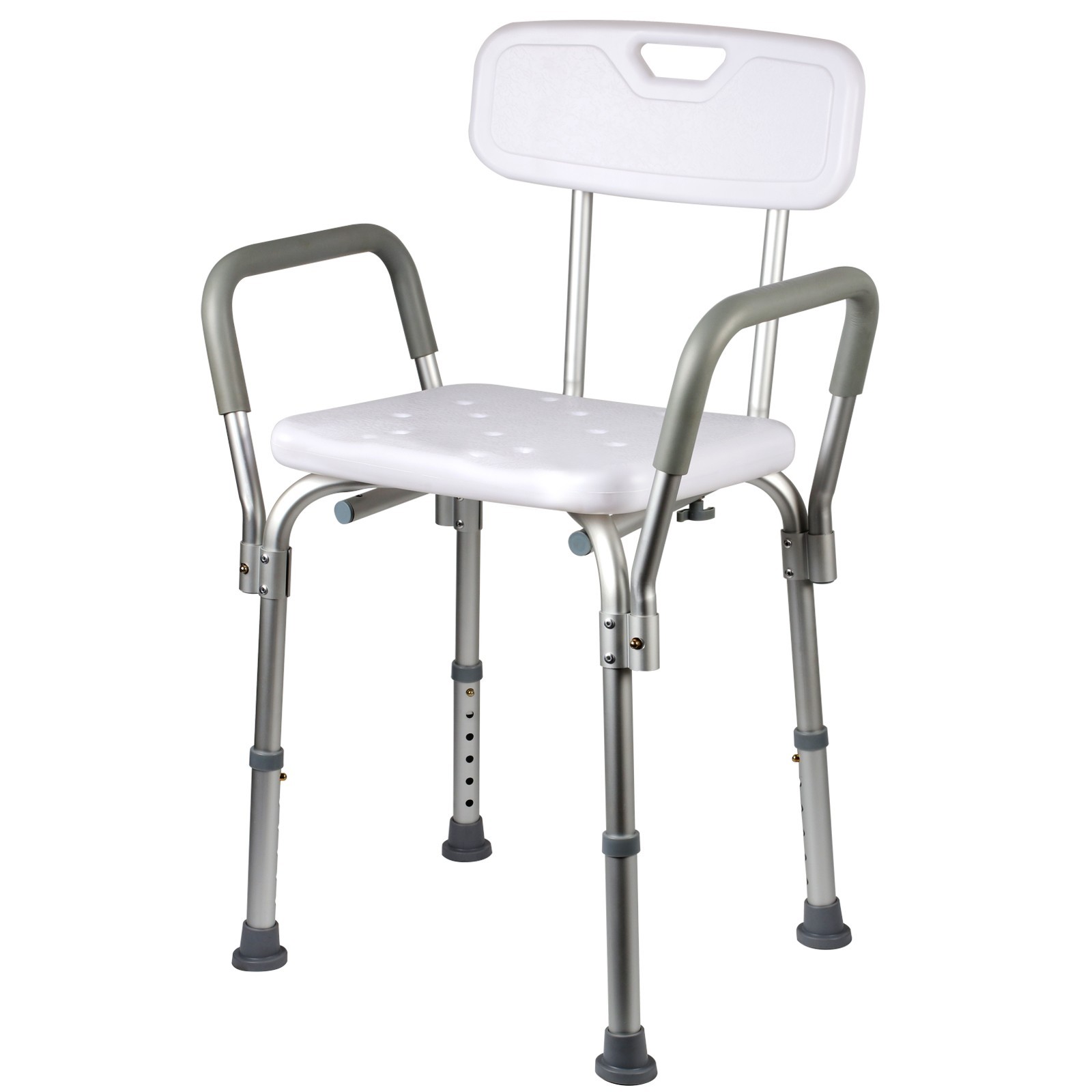 Shower Chair 350lbs with Back Bath Bench Seat Stool Arms Adjustable Height