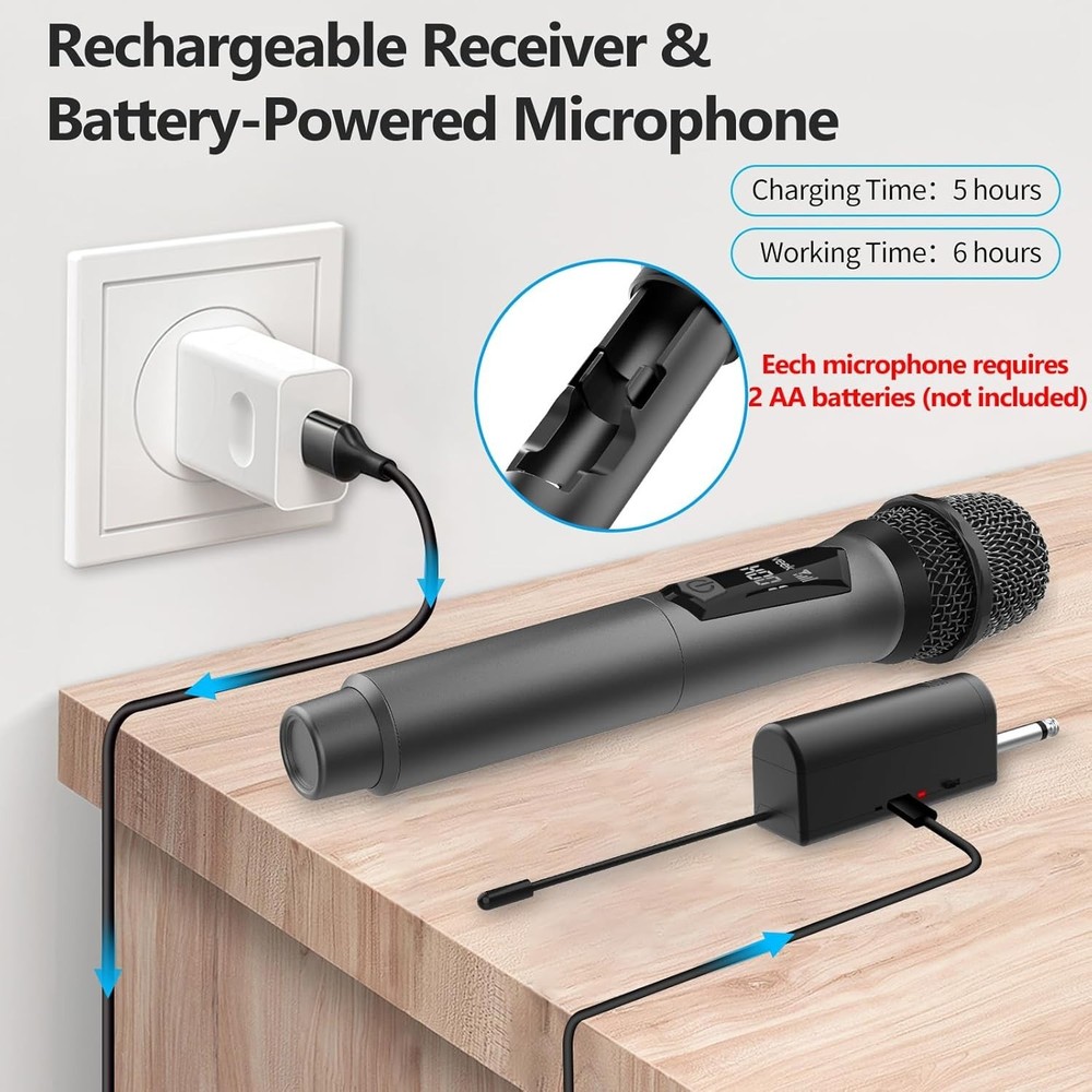 High-Quality Wireless Karaoke Microphones - 100ft Range, Plug & Play Convenience