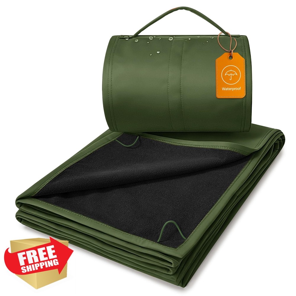 BEDELITE Camping Blanket Green 55"x80" Waterproof Foldable