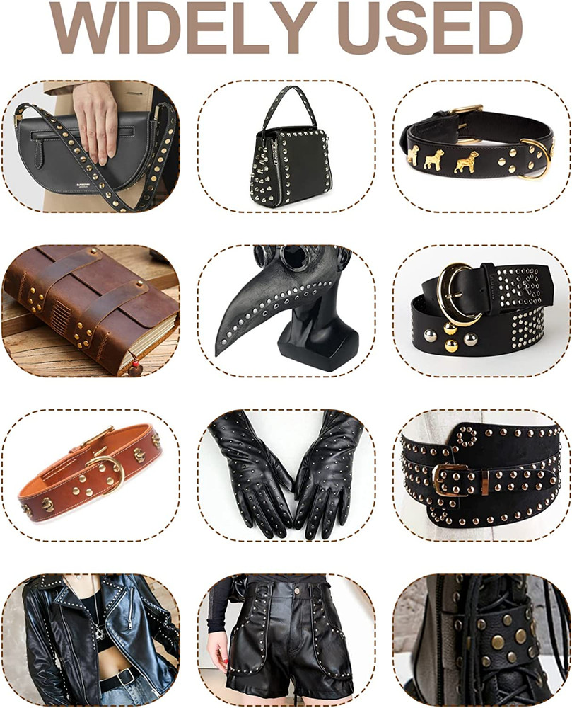 480 Sets Rivets for Leather, 4 Colors 3 Sizes Leather Rivets, Double Cap Rivets