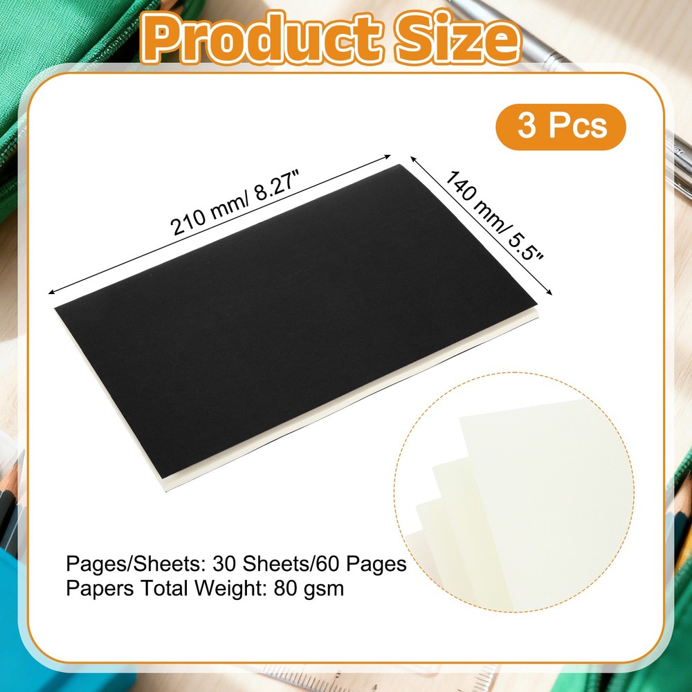 3 Pack A5 Notebook, A5 Journal Mini Notebook Pocket Unlined,Black