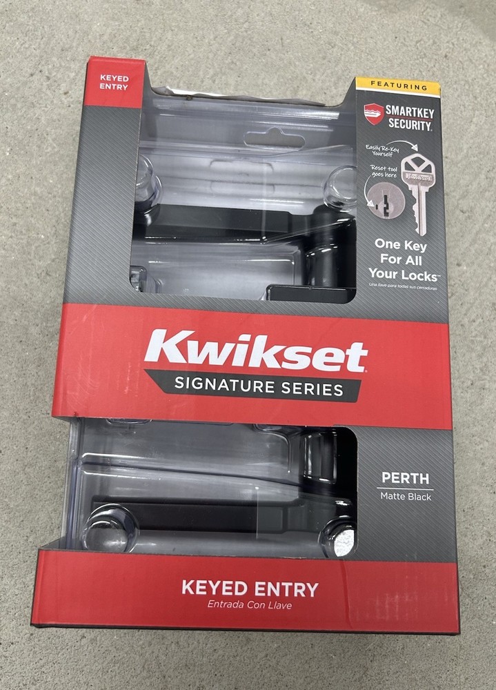 Kwikset Keyed Entry PERTH LEVER set  MATTE BLACK