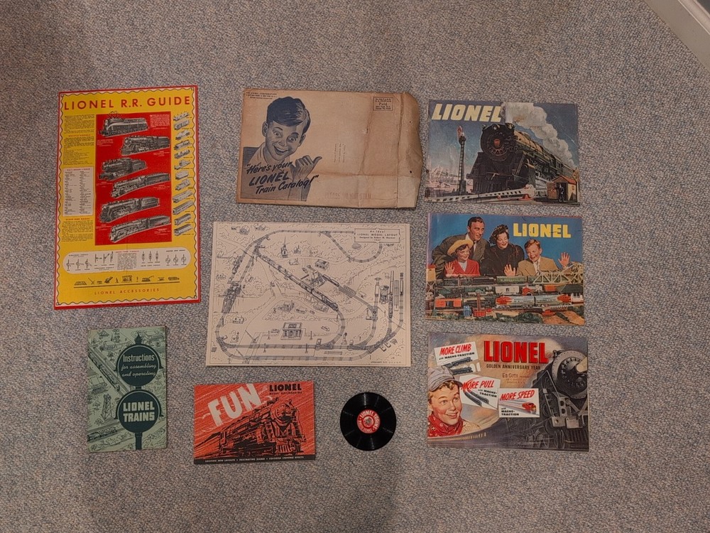 Vtg Lionel 1947-50 Train Catalogs & Original Envelope, Historical Inserts RECORD