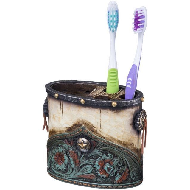 JTI Toothbrush Holder Turquoise Flower