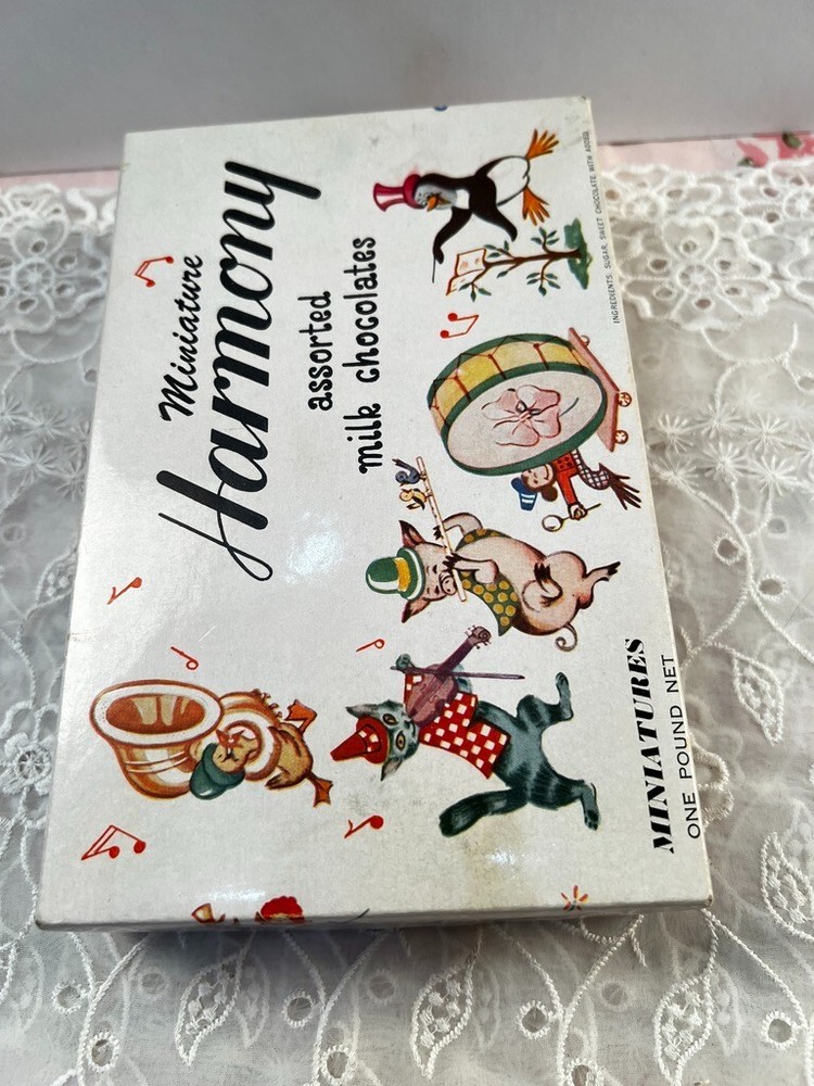 Vintage Candy Box Harmony Miniature Assorted Chocolates Approx 5" x 8" x 2"