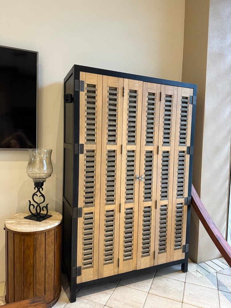 belluno rustic solid wood tall armoire bar and winery