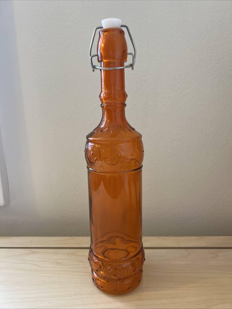 orange glass wine bottle