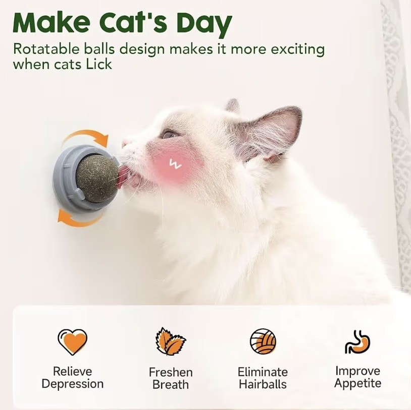 Catnip Balls - Roller That Stick On Wall Green