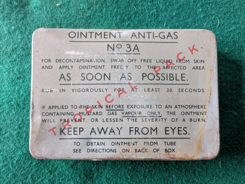 WW2 Ointment Anti-Gas No.3a Full Tin! Dated 7/41 Tropical Pack