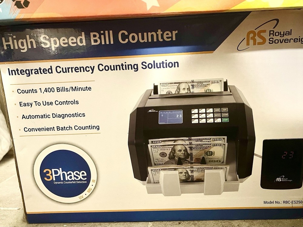 Royal Sovereign Bill Counter w/Value Detection, Counterfeit Identification