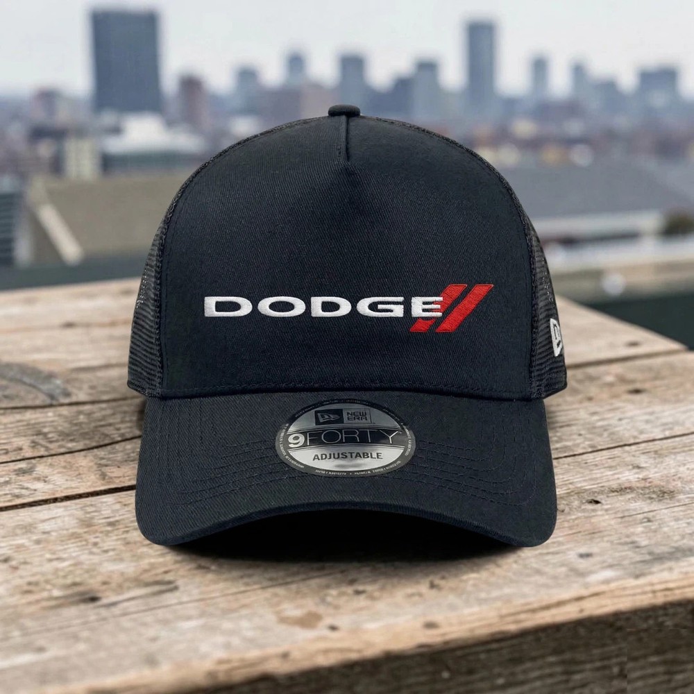 Dodge Embroidered Logo Trucker Hat Black Mesh Adjustable Cap