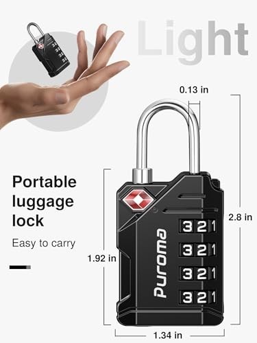 6 Pack TSA Approved Luggage Locks - 4 Digit Resettable Travel Combination Code,