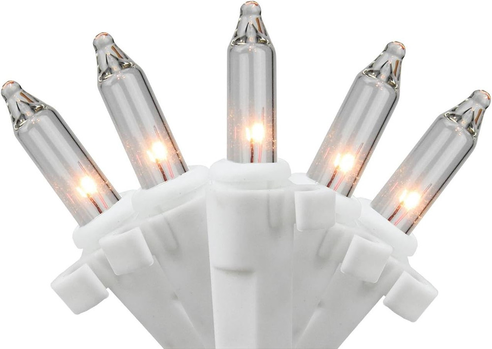 100 Clear Mini Replacement Christmas Lights with Clips for Yard Art Decorations