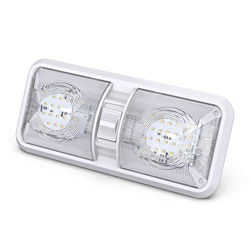 4 Pack RV LED Ceiling Double Dome Light Fixture with ON/OFF Switch Interior