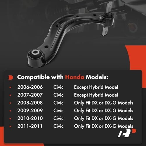 Rear Left Upper Control Arm, with Bushing, Compatible with Honda Civic 2006