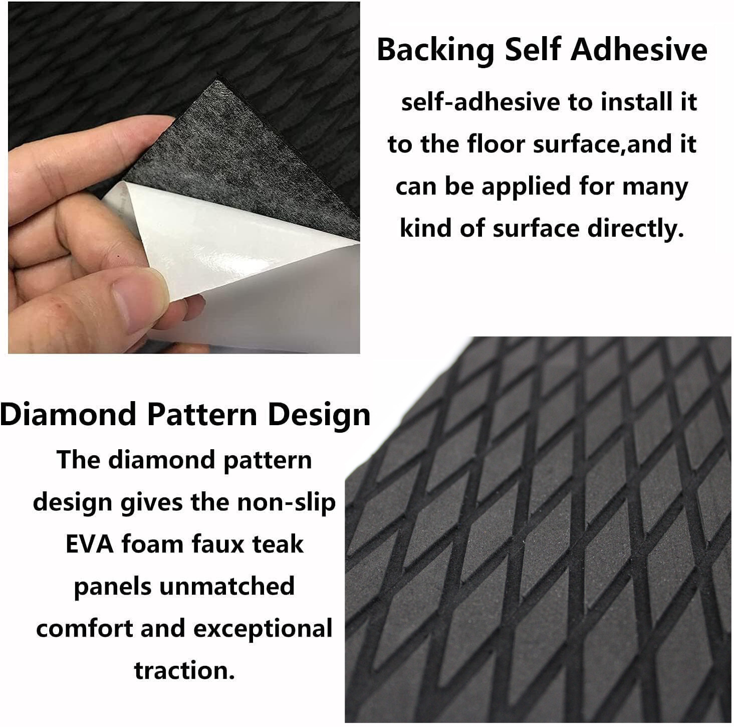 Black Diamond EVA Foam Boat Flooring Marine Decking Carpet , Kayak Surfboad Pad