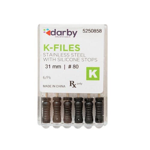 K-Type Files, 31mm, #80, 6/Pkg