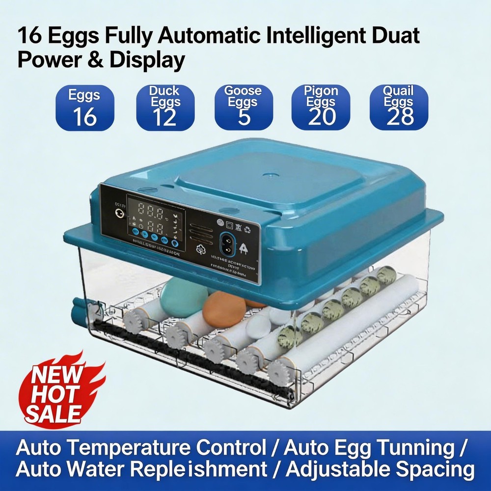 16/36 Eggs Incubator Digital Hatcher Temperature Control Fully Automatic Turning